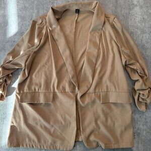 Shein Curve Women’s Tan One Button Slit Cuff Blazer Plus Size 3XL
